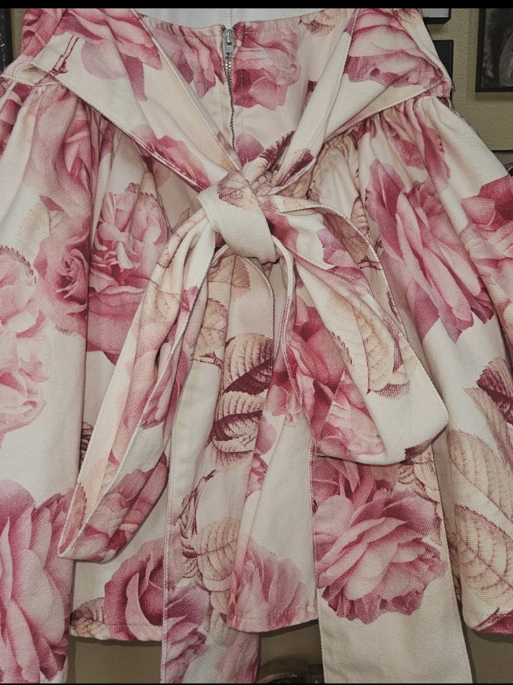 ASOS LUXE Denim Corset Garden Dress Shabby Chic Feminine Pink Roses Party 12 - Picture 9 of 14